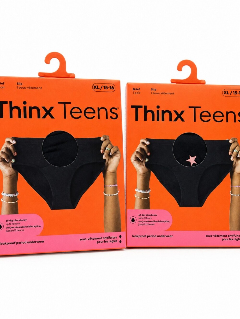 Thinx Teens Period Underwear XL 15-16 – 2 Pack – NWT Black Briefs